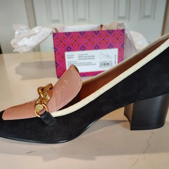 Tory Burch - Suede & Patent Leather Jessa Loafers - Picture 2 of 6